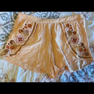 Pink embroidered shorts